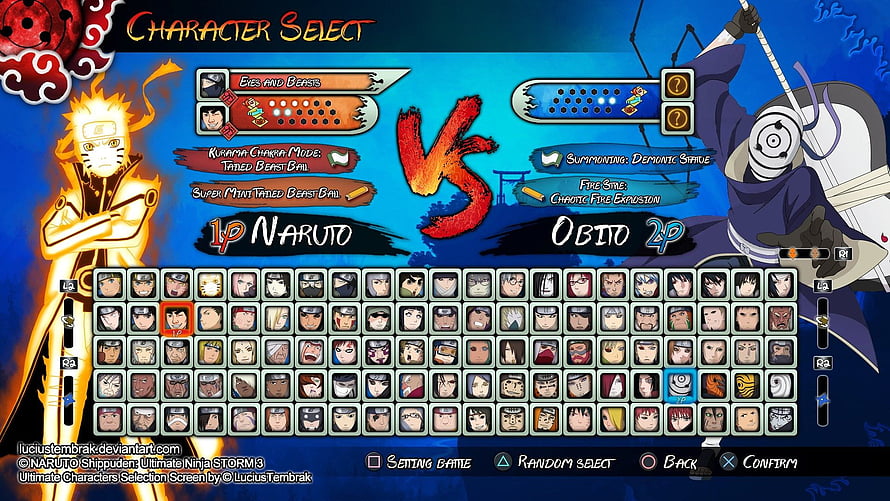 Naruto Shippuden Ultimate Ninja Storm 3 Character Select Screen HD wallpaper