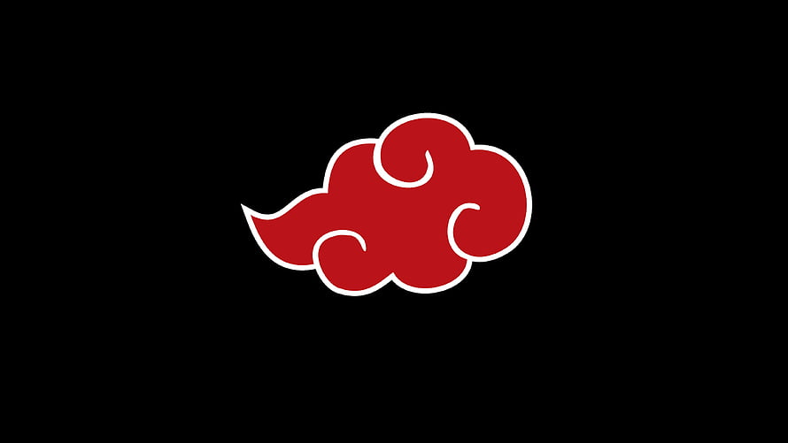 Akatsuki Red Cloud Logo on Black Background HD wallpaper