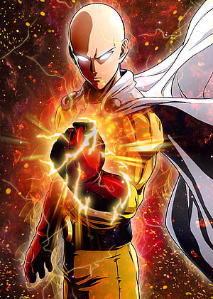 One Punch Man Saitama Channeling Cosmic Energy in Dramatic Anime Illustration, one punch man live, #One Punch Man HD phone wallpaper