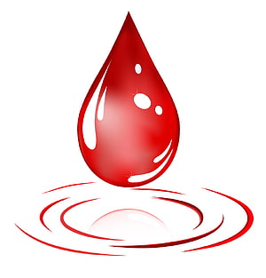 Glossy Red Blood Drop with Ripple Effect on White Background HD phone wallpaper