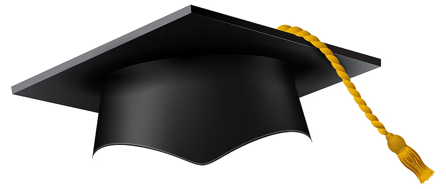 Black Academic Mortarboard with Gold Tassel on White Background HD wallpaper