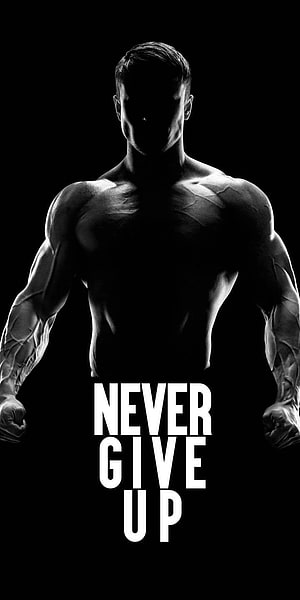 Black and White Muscular Male Silhouette with Motivational Fitness Quote HD phone wallpaper