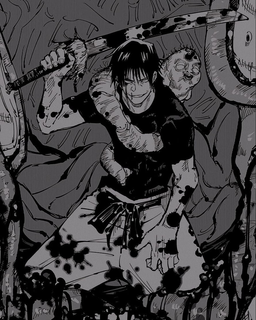Toji Fushiguro Wielding Katana in Dark Manga Style HD phone wallpaper