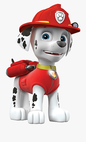 Marshall the Dalmatian Fire Pup from Paw Patrol in Red Helmet and Gear HD phone wallpaper