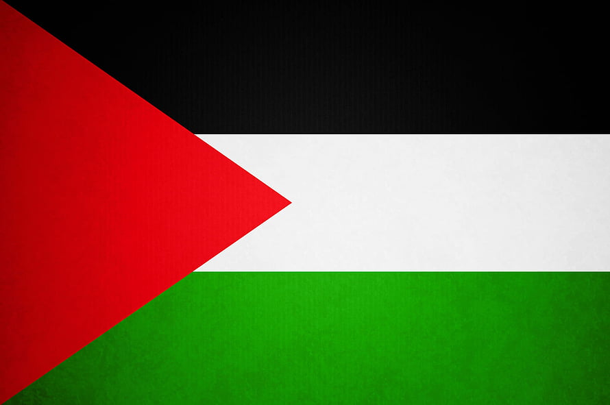Palestine National Flag with Red Triangle and Horizontal Stripes HD wallpaper