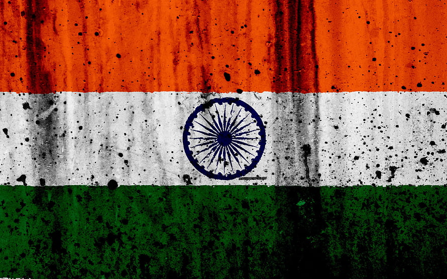 Grunge Textured Indian National Flag with Ashoka Chakra on Distressed Background HD wallpaper