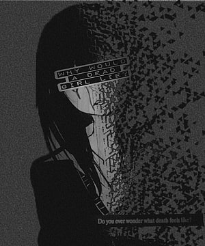 Gothic Anime Girl Dissolving Into Geometric Patterns With Dark Aesthetic Text Overlay HD phone wallpaper