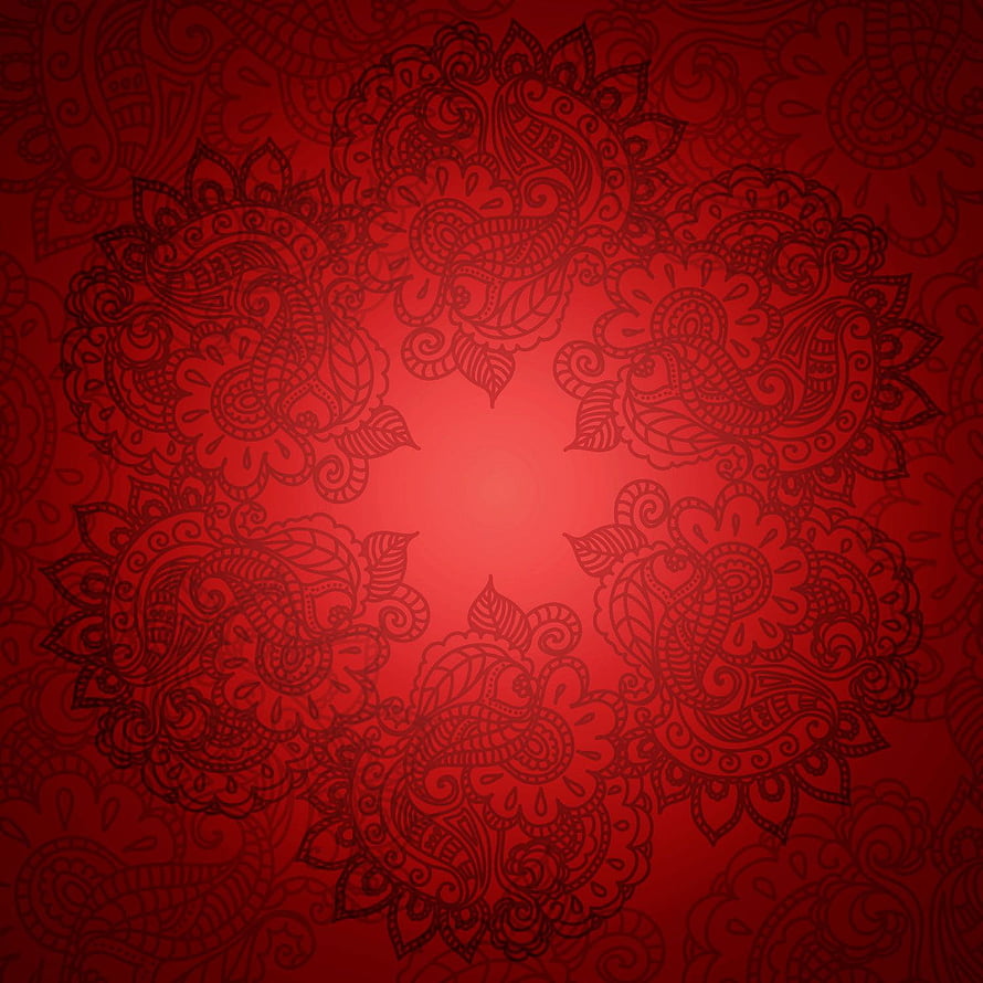 Intricate Red Paisley Mandala Pattern with Ornate Floral Motifs and Central Glow HD phone wallpaper