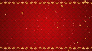 Elegant Red Indian Wedding Background with Gold Floral Border and Floating Petals HD wallpaper