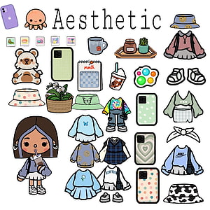 Toca Boca Aesthetic Sticker Pack with Cute Outfits, Accessories, and Character HD phone wallpaper