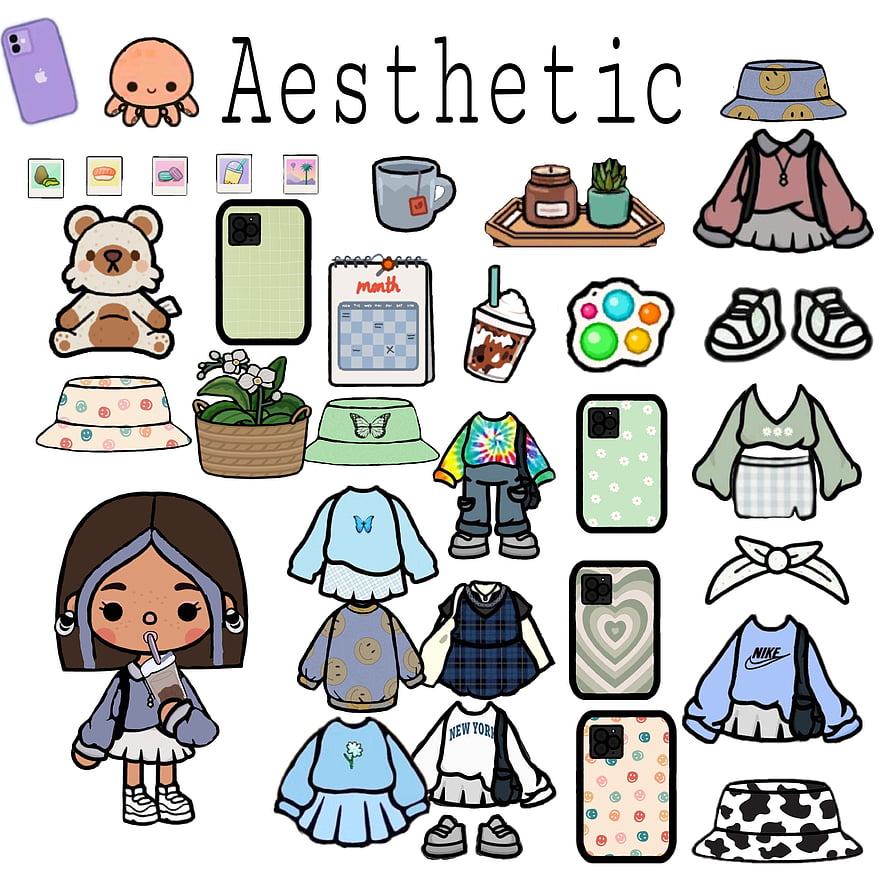 Toca Boca Aesthetic Sticker Pack with Cute Outfits, Accessories, and Character HD phone wallpaper