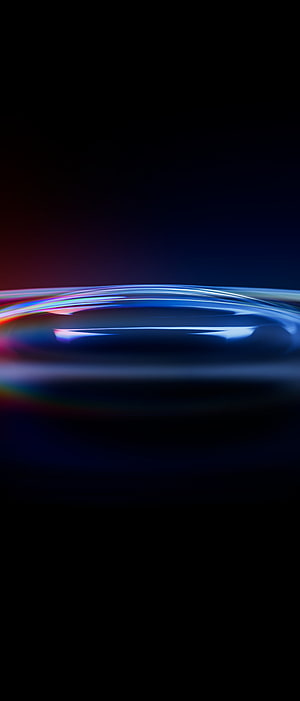 Sony Xperia Pro I Abstract Water Ripple Wallpaper with Neon Blue and Red Light Refractions on Dark Background HD phone wallpaper