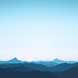 Minimalist Blue Mountain Landscape with Soft Gradient Sky and Layered Ranges HD phone wallpaper