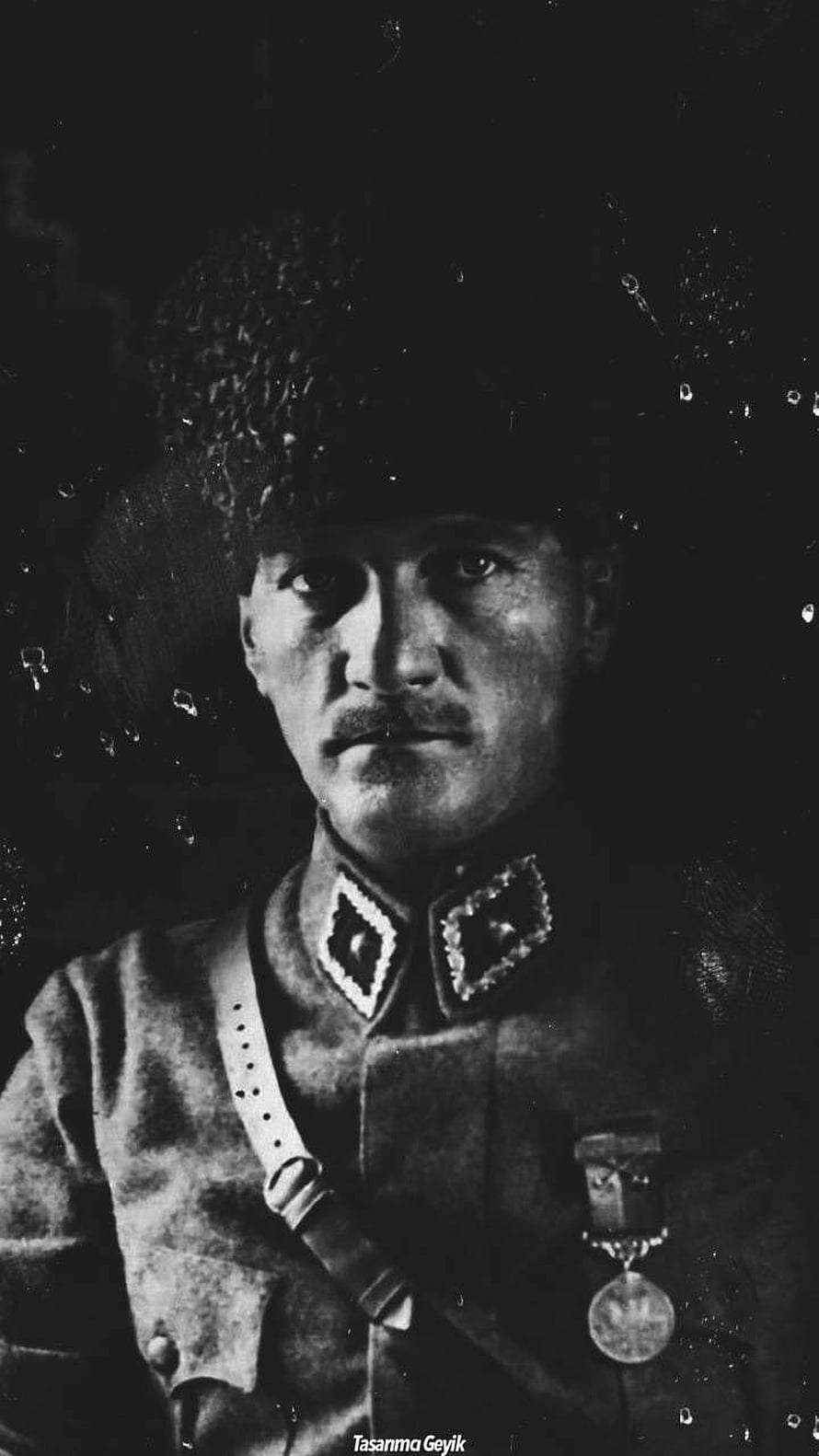 Mustafa Kemal Atatürk in Military Uniform with Medal and Fur Hat HD phone wallpaper