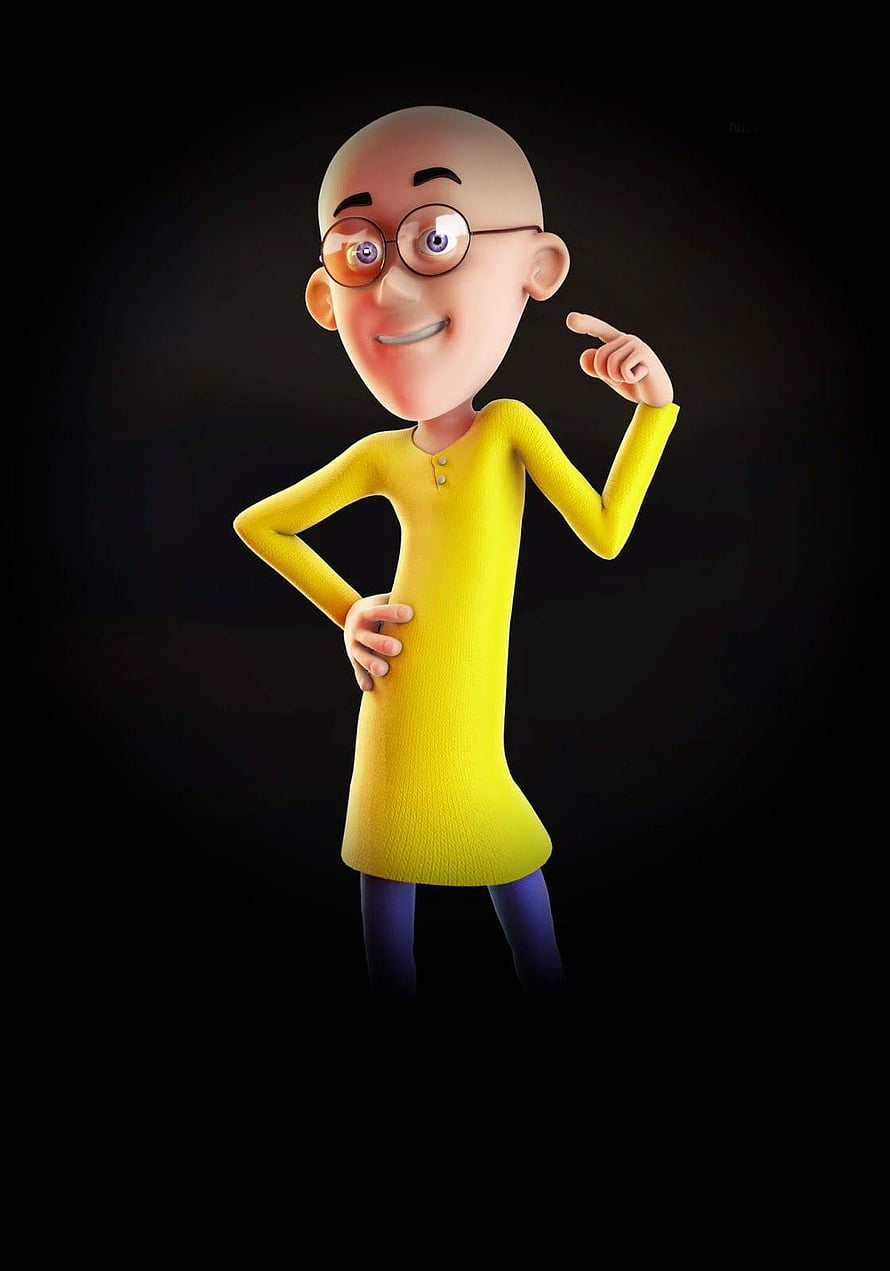 Motu Patlu 3D Animated Character in Yellow Kurta with Round Glasses HD phone wallpaper