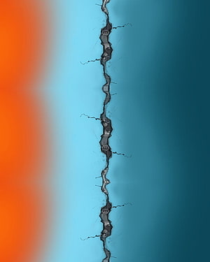 Samsung Galaxy Z Fold 2 Cracked Screen Damage on Gradient Background HD phone wallpaper