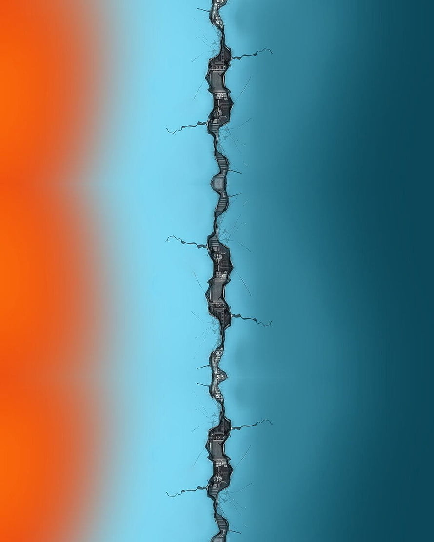Samsung Galaxy Z Fold 2 Cracked Screen Damage on Gradient Background HD phone wallpaper