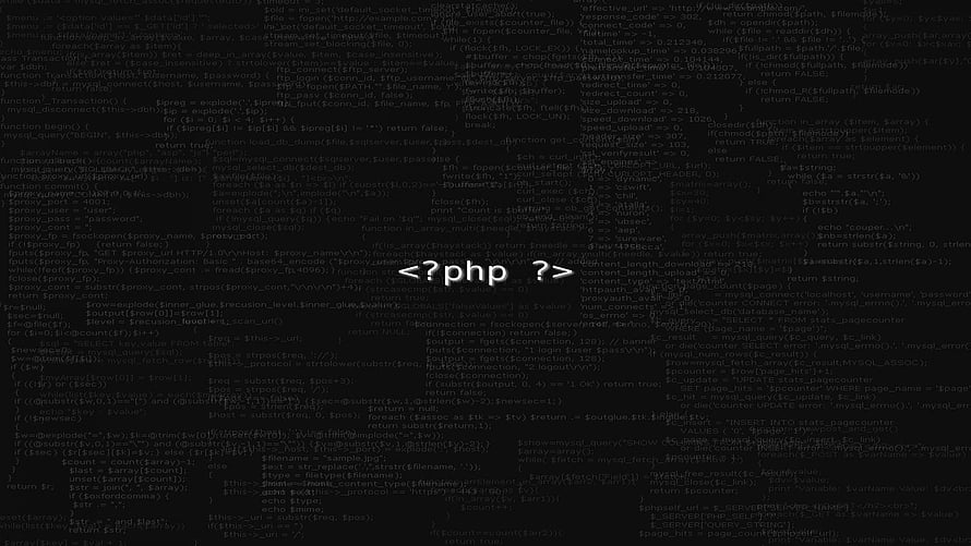 PHP Programming Code Background with Central Tag on Dark Screen HD wallpaper