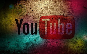 Grungy YouTube Logo on Multicolored Textured Concrete Wall HD wallpaper