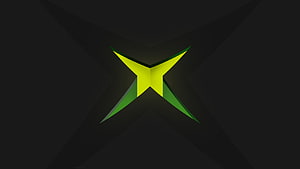 Original Xbox Logo Recreation in Green and Yellow on Dark Background HD wallpaper