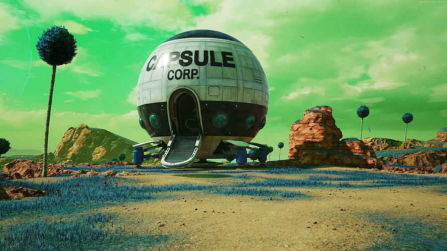 Capsule Corp Space Pod on Planet Namek Landscape HD wallpaper