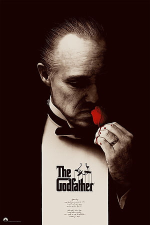 Don Vito Corleone Holding Red Rose in The Godfather Classic Movie Poster HD phone wallpaper