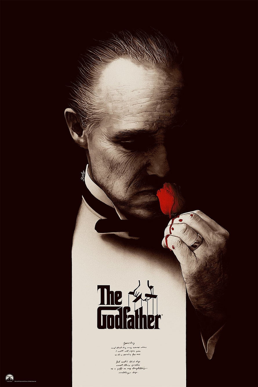 Don Vito Corleone Holding Red Rose in The Godfather Classic Movie Poster HD phone wallpaper