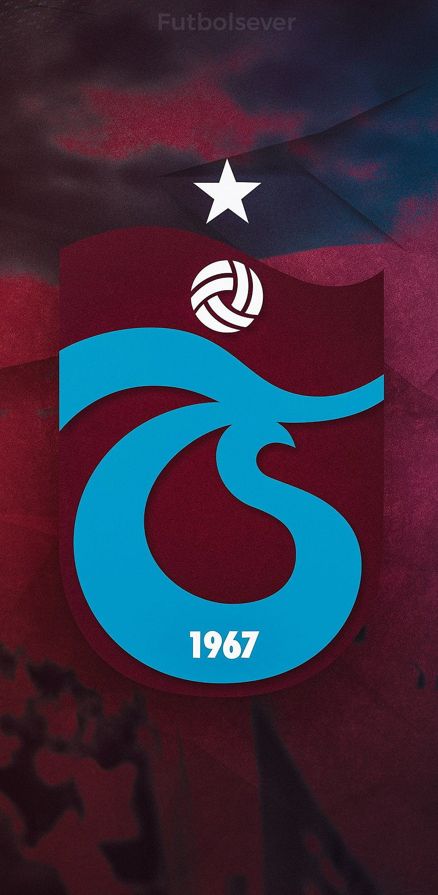 Trabzonspor 1967 Club Crest Logo on Dark Maroon Fabric Background HD phone wallpaper