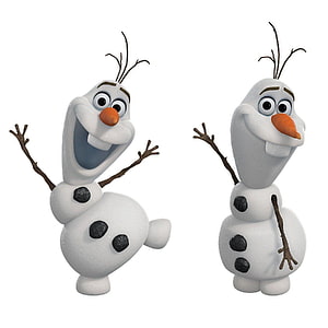 Olaf the Snowman from Frozen in Two Cheerful Poses on a White Background HD phone wallpaper