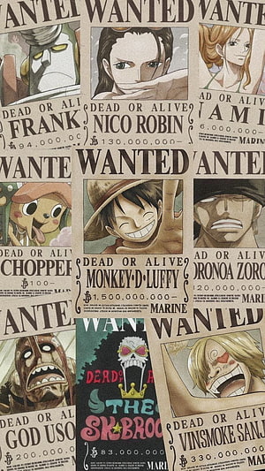 One Piece Straw Hat Crew Wanted Posters with Bounties HD phone wallpaper