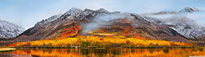 Autumn Mountain Lake with Snow-Capped Peaks and Vibrant Foliage Reflection HD wallpaper