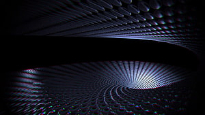 Dark Abstract 3D Tunnel with Glowing Spiral Pattern and Chromatic Aberration HD wallpaper