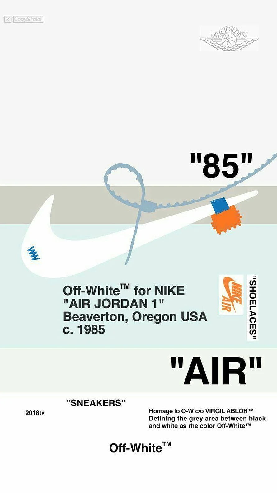 Off-White for Nike Air Jordan 1 Graphic Poster with Virgil Abloh Design Elements HD phone wallpaper