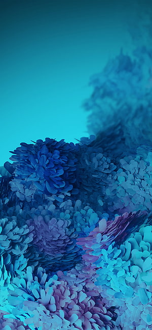 Samsung Galaxy S20 Ultra Abstract Blue and Purple Floral Ink Diffusion Wallpaper HD phone wallpaper