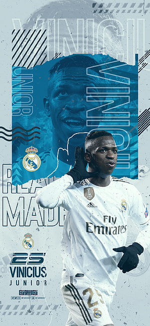 Vinicius Junior Real Madrid White Home Kit Celebration Wallpaper HD phone wallpaper