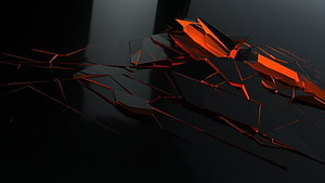Abstract Orange Geometric Shards on Dark Background HD wallpaper