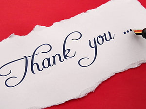 Elegant Calligraphy Thank You Note on Torn Paper with Fountain Pen HD wallpaper