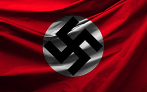 Nazi Party Flag with Swastika Emblem on Waving Red Fabric HD wallpaper