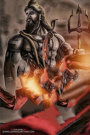 Majestic Lord Shiva Digital Art with Trishul and Rudraksha Beads HD phone wallpaper