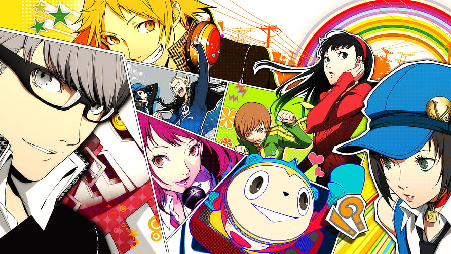 Persona 4 Golden Anime Character Collage with Vibrant Pop Art Style HD wallpaper
