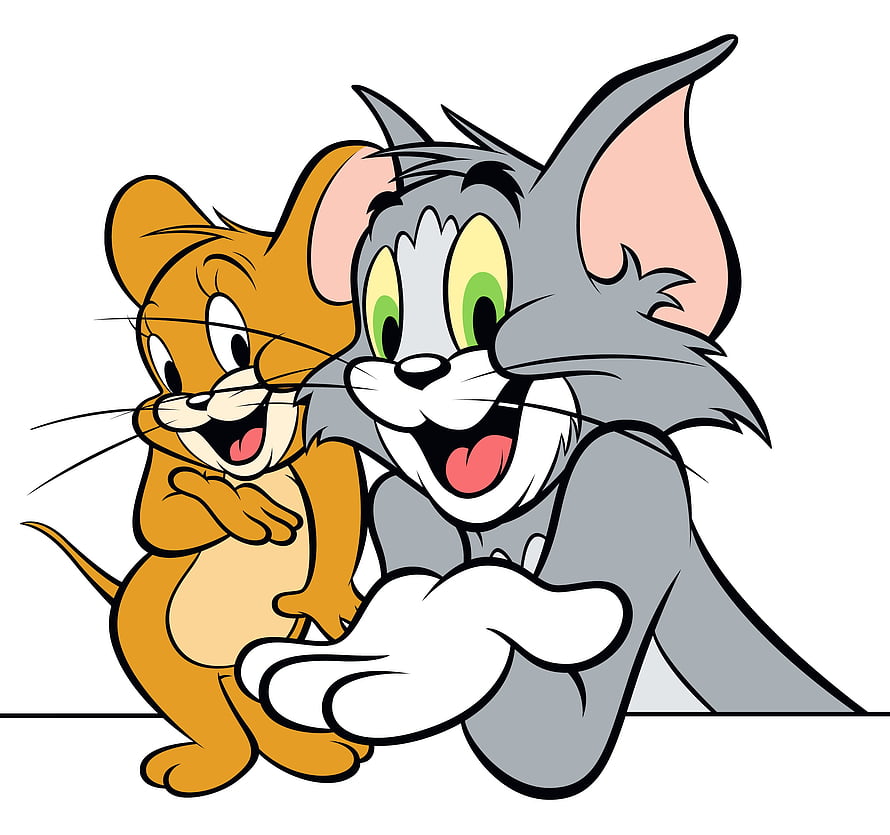 Tom and Jerry Cartoon Characters in a Friendly Embrace on White Background HD wallpaper