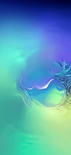 Samsung Galaxy S10 Abstract Liquid Gradient Wallpaper in Blue and Green HD phone wallpaper
