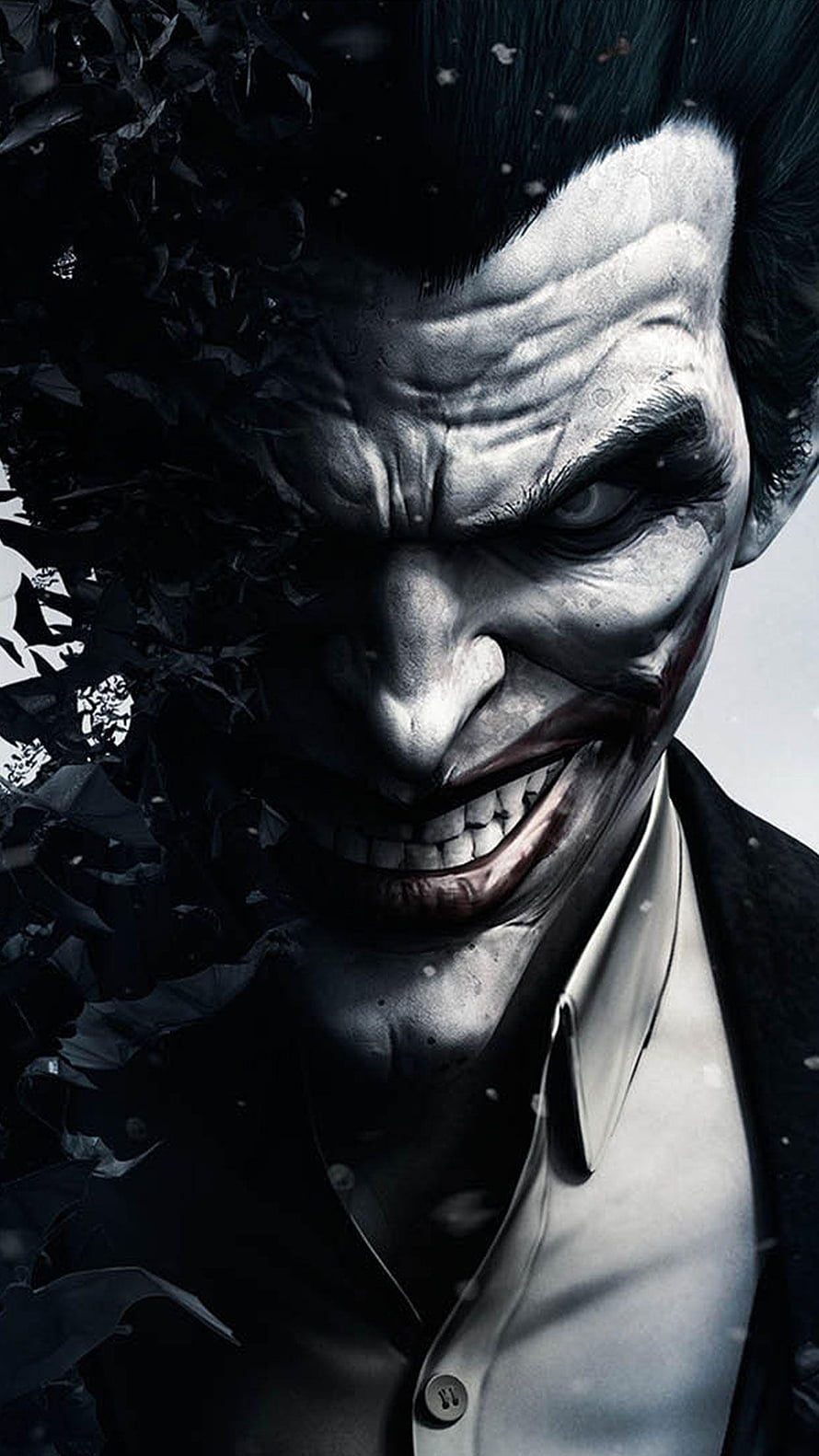 Joker Dark Portrait with Intense Grin and Shadowy Texture HD phone wallpaper