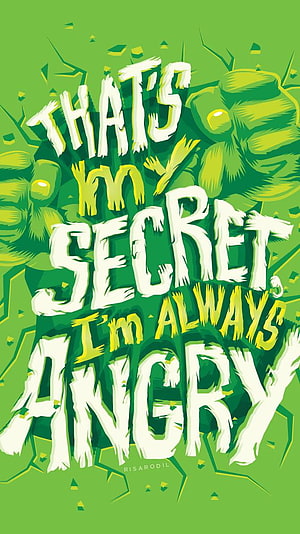 Hulk Motivational Typography Artwork with Bold Green and White Lettering HD phone wallpaper