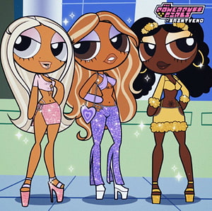 The Powerpuff Girls Baddie Edition: Three Stylized Cartoon Characters in Fashionable Outfits HD wallpaper