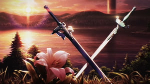 Sword Art Online Crossed Swords at Sunset Over Lake with Lily HD wallpaper