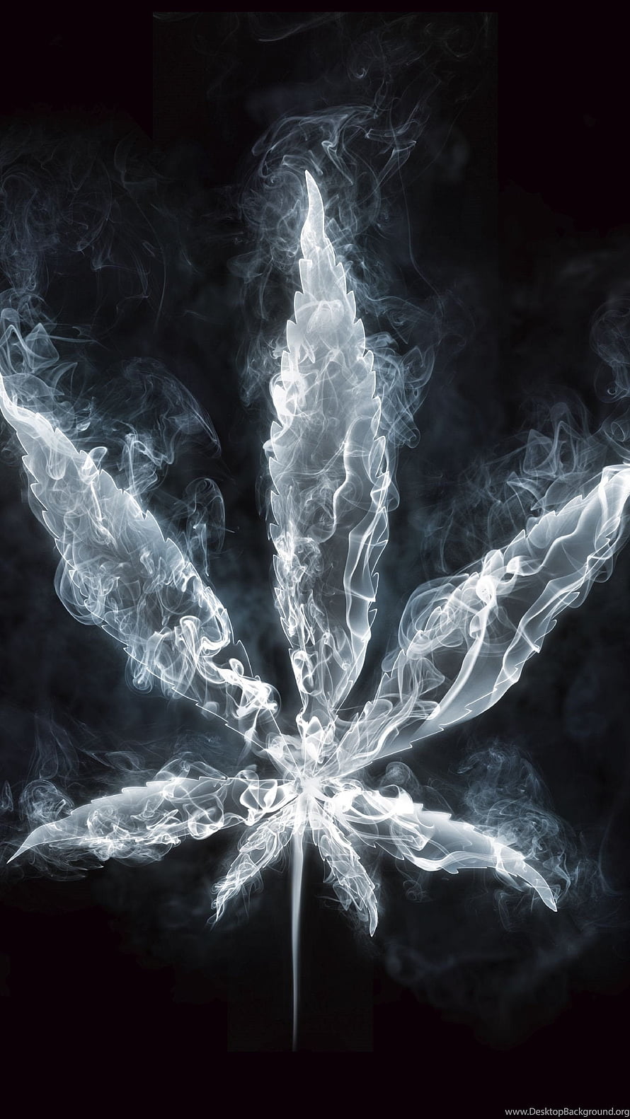Cannabis Leaf Formed From White Smoke Against a Dark Background HD phone wallpaper