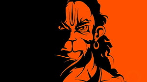 Angry Hanuman Vector Illustration in Bold Orange and Black, Hanumanji Vector, angry hanuman HD wallpaper