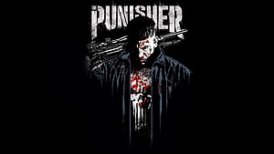 The Punisher TV Series Dark Stylized Poster with Skull Emblem and Firearms HD wallpaper