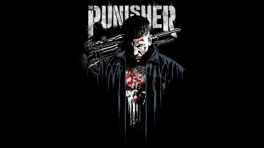 The Punisher TV Series Dark Stylized Poster with Skull Emblem and Firearms HD wallpaper